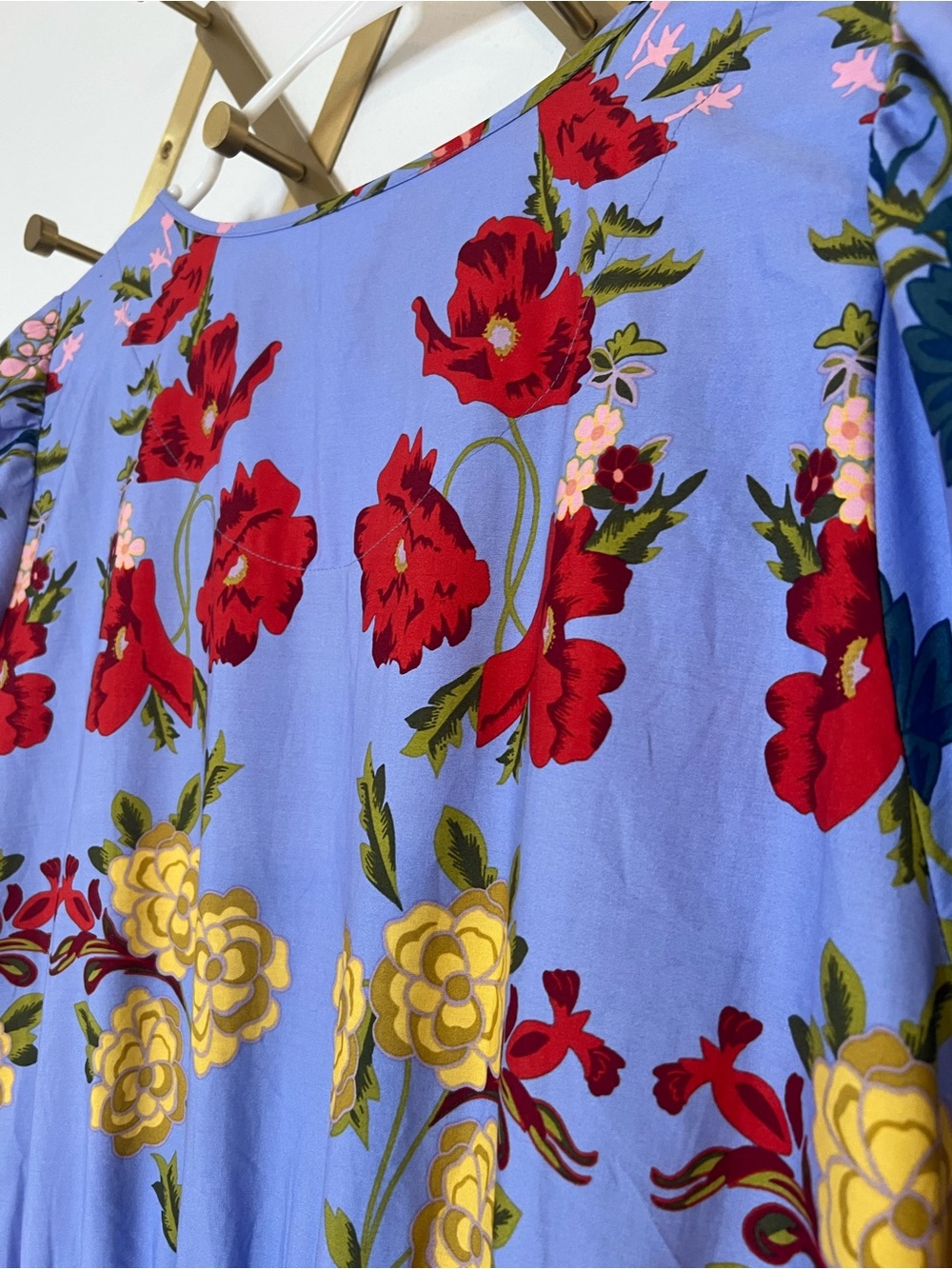 Anthropologie Light Blue Floral Tiered Maxi Dress - Picture 8 of 12